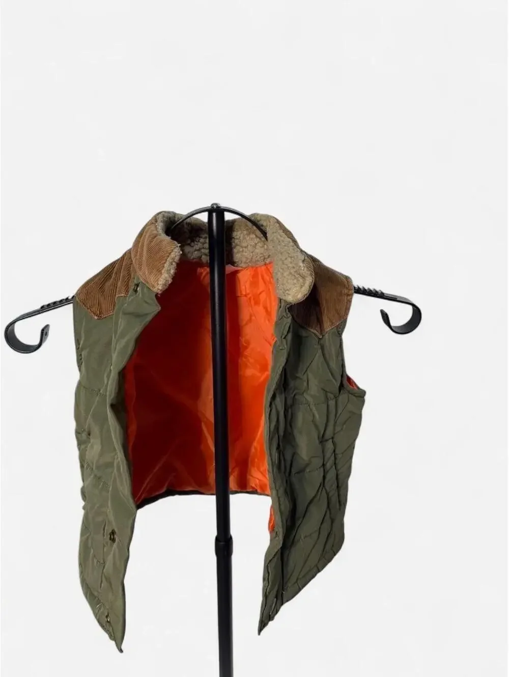 Toddler Western Quilted Puffer Vest Olive Green Brown Corduroy 2T